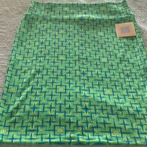 LuLaRoe Cassie pencil skirt blue/green size 2XL